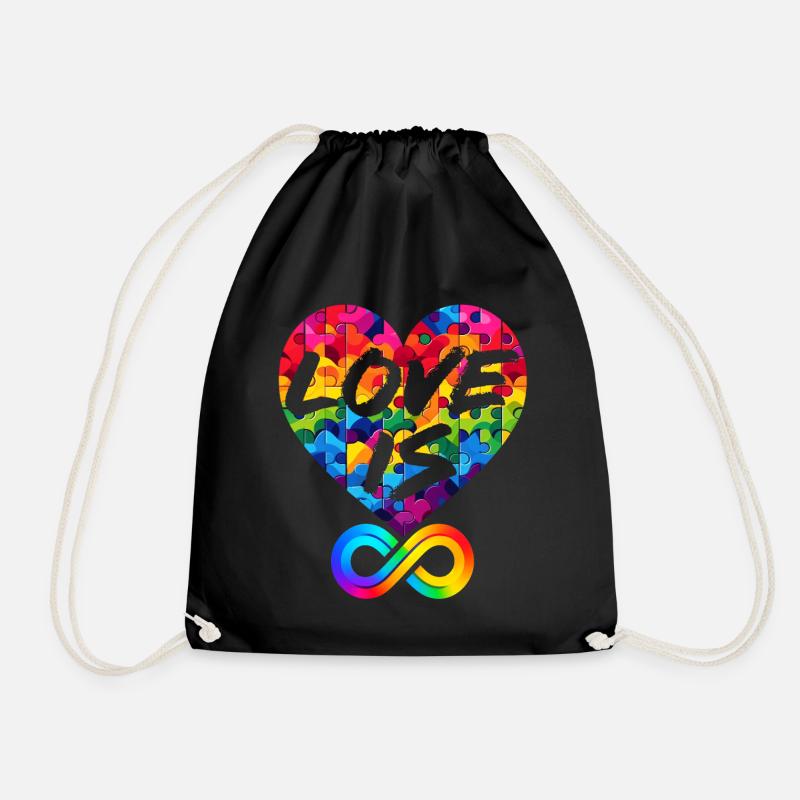 LIEBE IST UNENDLICH, LIEBESPUZZLE, LGBTQIA+ - Turnbeutel - Schwarz