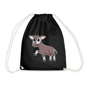 Okapi forest giraffe motif - Drawstring Bag - black - Front