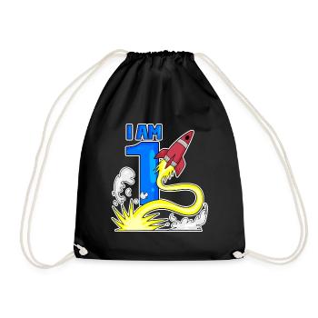 1 Year Birthday Boy Gift - Drawstring Bag - black - Front