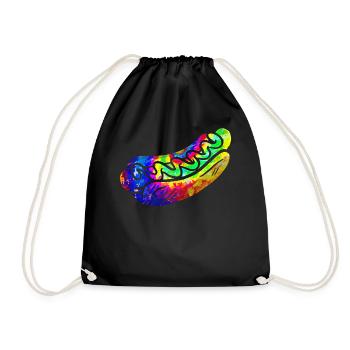 Hot Dog Adulte Tie Dye Années 90 Rétro - Sac de sport léger - noir - Devant