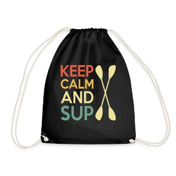 Casual Paddleboard Quote Design - Drawstring Bag - black - Front