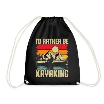 Kayaking Sunset Mountain Scene - Drawstring Bag - black - Front