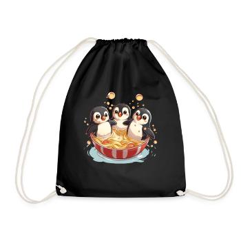 Pingouin Ramen Nouilles Kawaii Pingouin Mignon - Sac de sport léger - noir - Devant