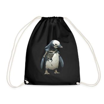 Pinguin Skelett Halloween Pinguin - Turnbeutel - Schwarz - Vorne
