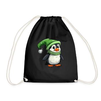 Pinguin Elf Weihnachten Pinguin Niedlich - Turnbeutel - Schwarz - Vorne