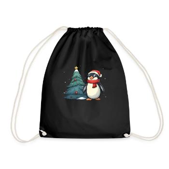 Pinguin Weihnachtsbaum Pinguin Niedlich - Turnbeutel - Schwarz - Vorne