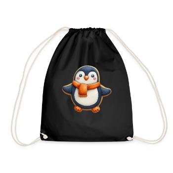 Penguin Gingerbread Christmas Penguin Cute - Drawstring Bag - black - Front