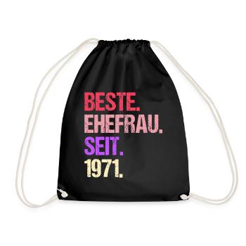 Valentinstag Beste Ehefrau Seit 1971 - Turnbeutel - Schwarz - Vorne