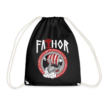 Viking Papa Vathor Norse Viking Boat - Drawstring Bag - black - Front