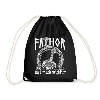 Wikinger Papa Vathor Mächtiges Spruch Design - Turnbeutel - Schwarz - Vorne