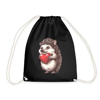 Adorable hérisson tenant une illustration de coeur pour - Sac de sport léger - noir - Devant