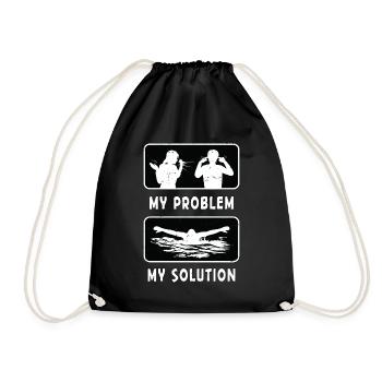 Nageur Mon problème Ma solution Pictogramme Papa Maman - Sac de sport léger - noir - Devant