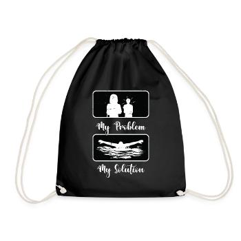 Nageur Mon problème Ma solution Pictogramme Maman Papa - Sac de sport léger - noir - Devant