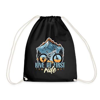 Cyclist Love At First Ride Loves Mountain Biking - Drawstring Bag - black - Front