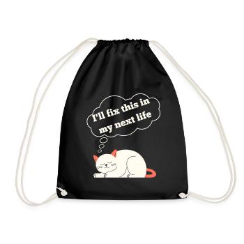 Drôle de chat avec un dicton amusant - Sac de sport léger - noir - Devant