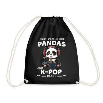 Panda Panda Bear Funny - Drawstring Bag - black - Front