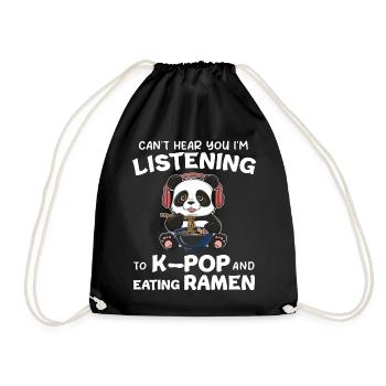 Panda Panda Bear Funny - Drawstring Bag - black - Front