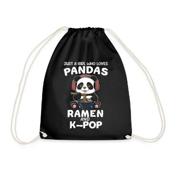Panda Panda Bear Funny - Drawstring Bag - black - Front