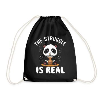 Panda Panda Bear Funny - Drawstring Bag - black - Front