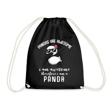 Panda Panda Bear Funny - Drawstring Bag - black - Front