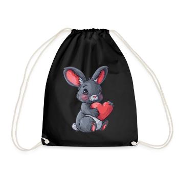 Mignon lapin tenant une illustration de coeur parfaite pour - Sac de sport léger - noir - Devant
