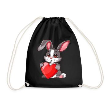 Adorable lapin tenant un coeur rouge avec mignon - Sac de sport léger - noir - Devant