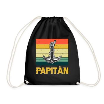 Vatertag Lustig Papa Papitän - Turnbeutel - Schwarz - Vorne