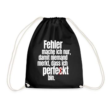 Fehler Mache Ich Nur Perfekt Selbstironie Büro - Turnbeutel - Schwarz - Vorne