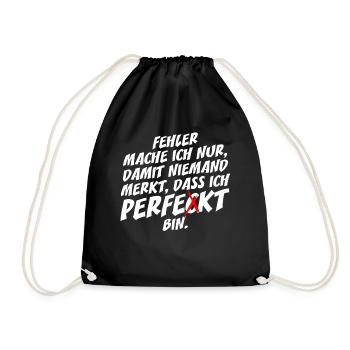 Fehler Mache Ich Nur Perfekt Selbstironie Büro - Turnbeutel - Schwarz - Vorne