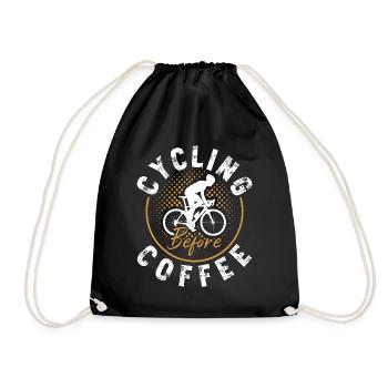 Cycling Before Coffee Mountain Biking Coffee Lover - Drawstring Bag - black - Front