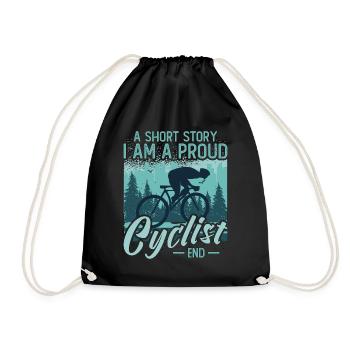 Cyclist A Short Story I Am A Proud Mountain Biker - Drawstring Bag - black - Front