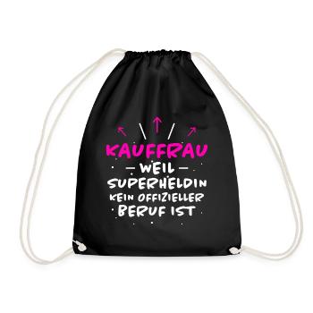 Kauffrau Spruch Verkäuferin Witz Kauffrau Geschenk - Turnbeutel - Schwarz - Vorne