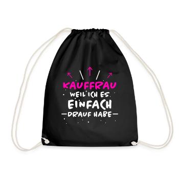 Kauffrau Spruch Verkäuferin Witz Kauffrau Geschenk - Turnbeutel - Schwarz - Vorne