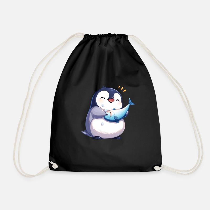 Pinguin Kawaii Pinguin Niedlich - Turnbeutel - Schwarz