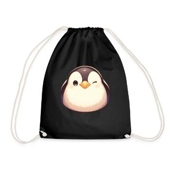 Pinguin Kawaii Pinguin Niedlich - Turnbeutel - Schwarz - Vorne