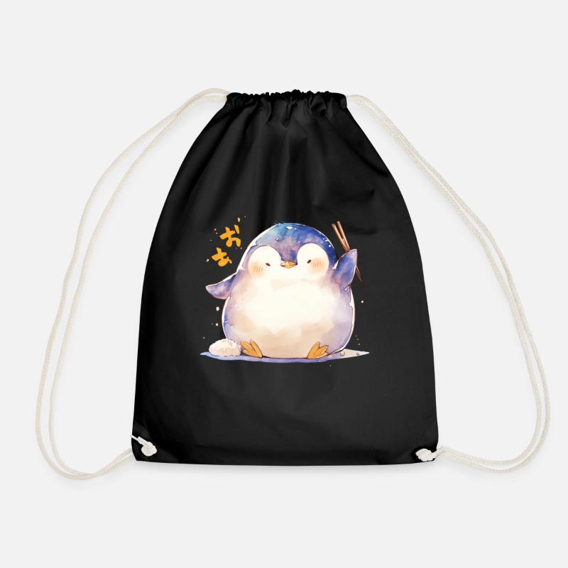 Pinguin Kawaii Pinguin Niedlich - Turnbeutel - Schwarz
