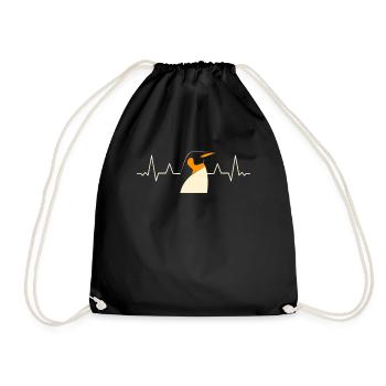 Pinguin Herzschlag Kawaii Pinguin Niedlich - Turnbeutel - Schwarz - Vorne