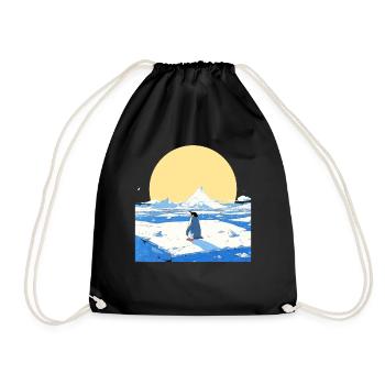 Penguin Icy Landscape Penguin Cute - Drawstring Bag - black - Front