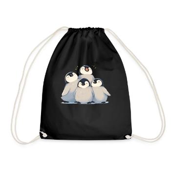 Penguin Babies Kawaii Penguin Cute - Drawstring Bag - black - Front
