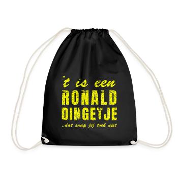 Hemden in Ronalds Namen; bedruckte Tassen, - Turnbeutel - Schwarz - Vorne