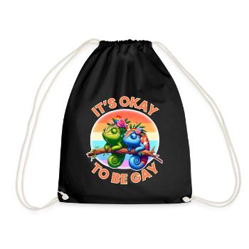 LGBTQ+ Pride T-Shirt with Colorful Chameleons - Drawstring Bag - black - Front