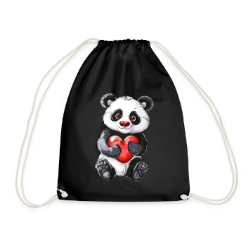 Adorable panda tenant un cœur rouge pour les amoureux des pandas - Sac de sport léger - noir - Devant