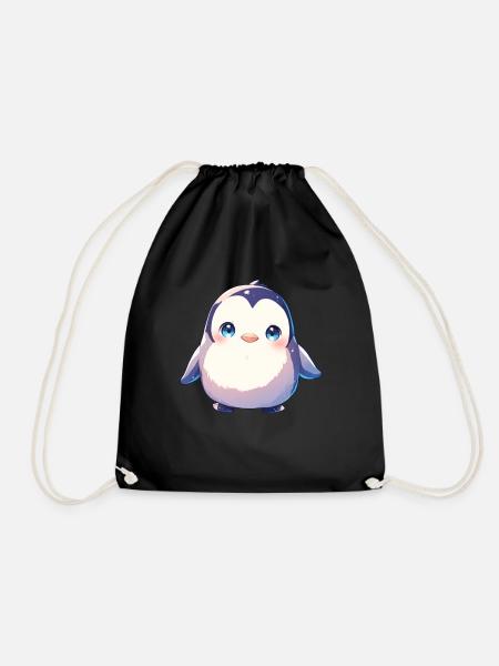 Pinguin Kawaii Pinguin Niedlich - Turnbeutel - Schwarz