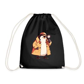 Penguin Detective Kawaii Penguin Cute - Drawstring Bag - black - Front
