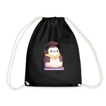 Penguin Graduate Kawaii Penguin Cute - Drawstring Bag - black - Front