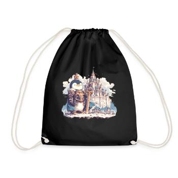 Penguin Knight Kawaii Penguin Cute - Drawstring Bag - black - Front