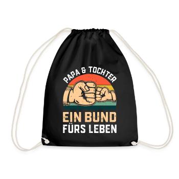 Papa & Tochter ein Bund fürs Leben - Vatertag - Turnbeutel - Schwarz - Vorne