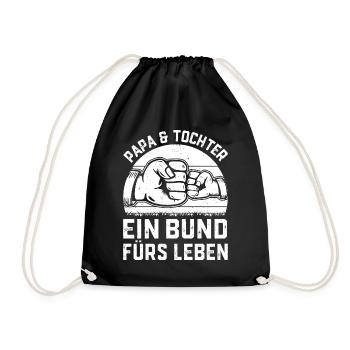 Vatertag Ideen - Papa & Tochter ein Bund fürs Leb - Turnbeutel - Schwarz - Vorne
