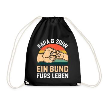 Vatertag Ideen - Papa & Sohn ein Bund fürs Leben - Turnbeutel - Schwarz - Vorne