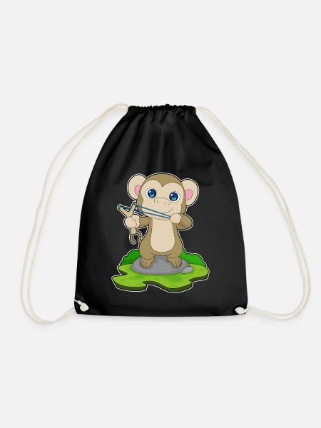 Monkey Slingshot - Drawstring Bag - black